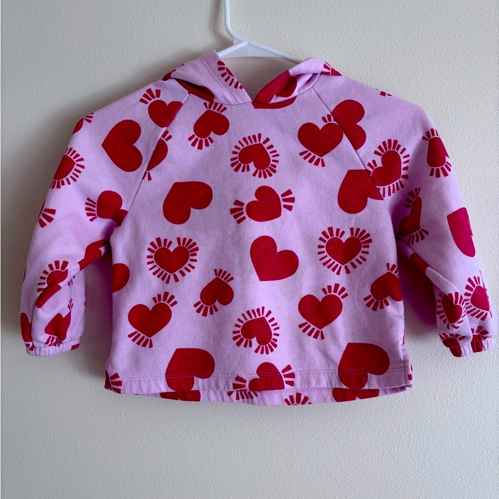 Pink Heart Pattern Kids Hoodie